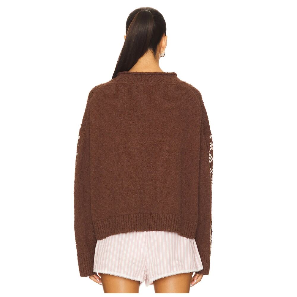 NEW FREE PEOPLE Story Book Cotton Blend Sweater In Brown Size Small - Picture 5 of 13